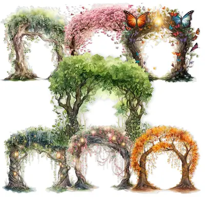 Tree Archway Pattern Sticker (72pcs/set), Self-adhesive Decorative Stickers, Diy Decals for Water Bottle, Laptop, Phone Case,...