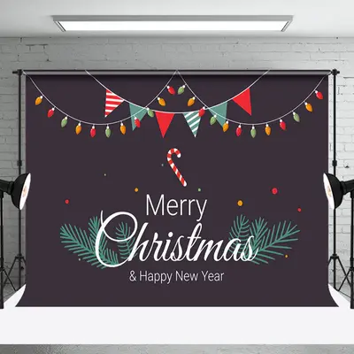 Aperturee Navy Blue Colorful Flags Merry Christmas Backdrop - Aperturee