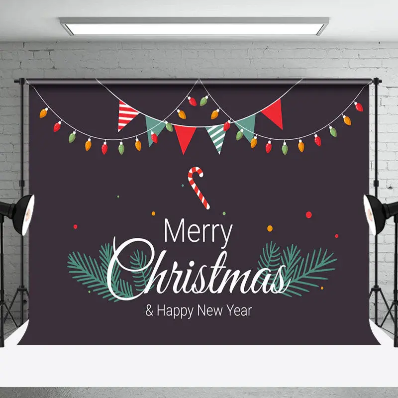Aperturee Navy Blue Colorful Flags Merry Christmas Backdrop - Aperturee