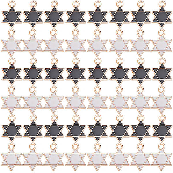 80Pcs 2 Colors Alloy Enamel Pendants