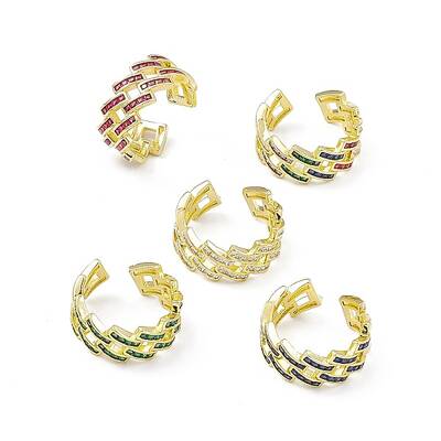 Cubic Zirconia Rhombus Open Cuff Ring