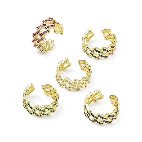 Cubic Zirconia Rhombus Open Cuff Ring