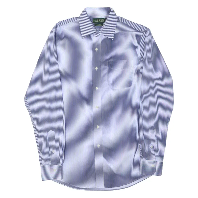 LAUREN RALPH LAUREN Fitted Mens Shirt Blue Striped Long Sleeve L
