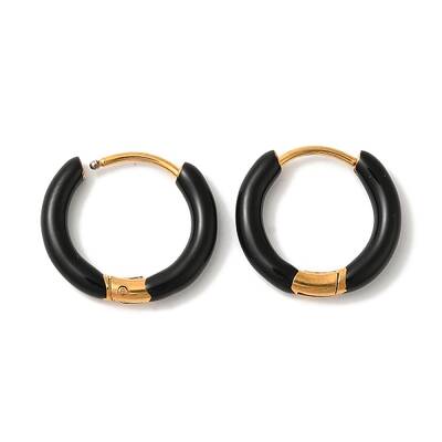 304 Stainless Steel & Enamel Hoop Earrings for Women