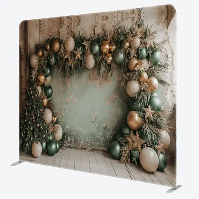 Aperturee Retro Grey Green Wall Christmas Pillow Case Backdrop - Aperturee