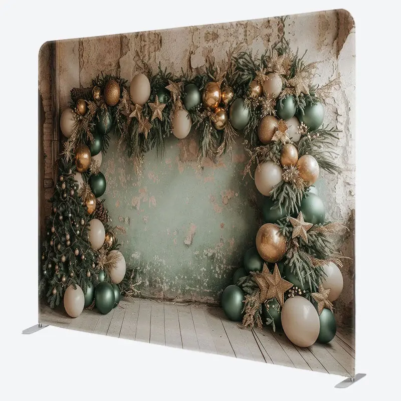 Aperturee Retro Grey Green Wall Christmas Pillow Case Backdrop - Aperturee