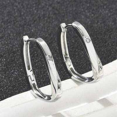 Rectangle Brass Hoop Earrings