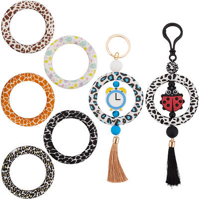 7Pcs 7 Colors Print Silicone Beads