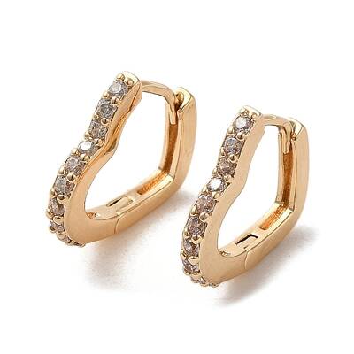 Brass Micro Pave Cubic Zirconia Hoop Earrings