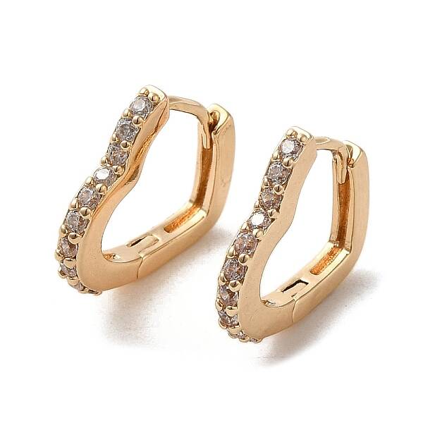 Brass Micro Pave Cubic Zirconia Hoop Earrings