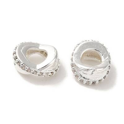 Rack Plating Brass Pave Clear Cubic Zirconia European Beads