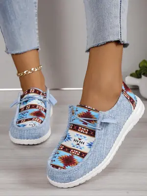 Women's Colorblock Geometric Pattern Slip on Low Top Shoes, 1 Pair Casual Comfortable Walking Shoes for Daily Wear, Perfect f...