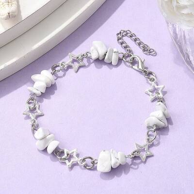 Natural Howlite Chip Link Bracelets