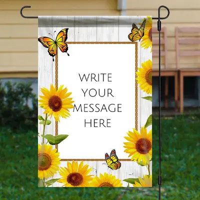 Personalized Country Sunflowers Message Garden Flag - Aperturee