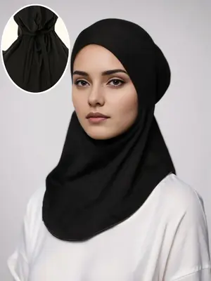 Women's Solid Color Instant Hijab, Elegant Breathable Hijab with Tie, Fashionable Hijab for Daily Wear
