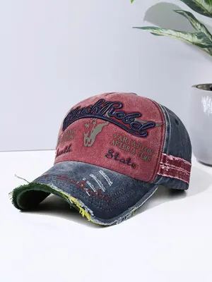 Unisex Casual Trendy Letters Design Baseball Cap, Street Style Sportive Baseball Cap for Indoor and Outdoor Wear, Vintage Hat...