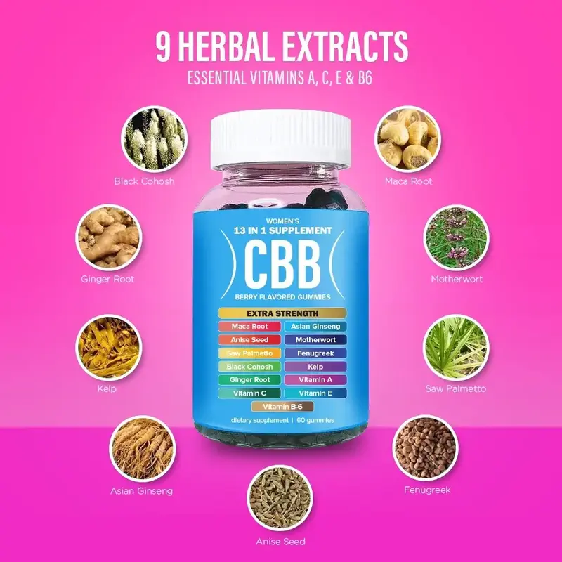 CBB Gummies - Women's Support Supplement - One Month Supply - Berry Flavored - Essential Vitamins and Herbal Extracts - Dieta...