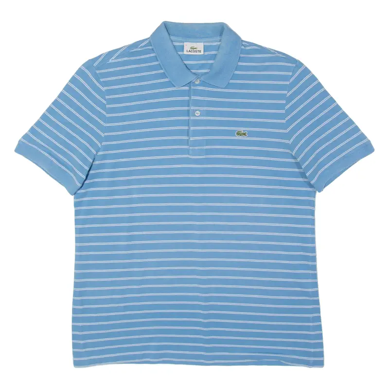 LACOSTE Mens Polo Shirt Blue Striped L