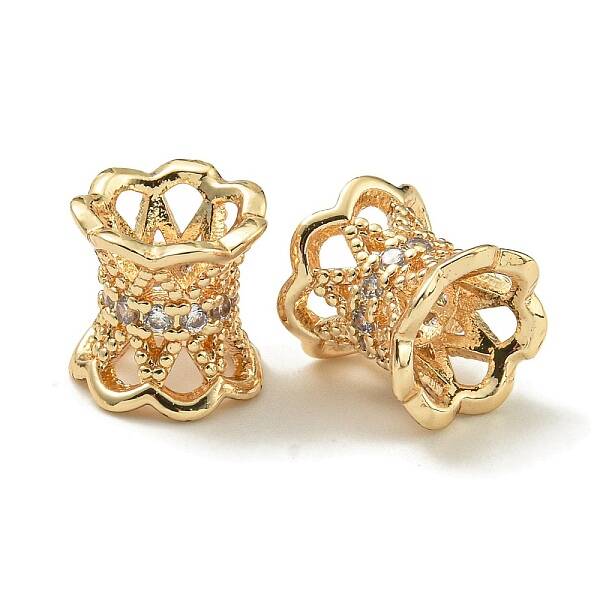 Rack Plating Brass Micro Pave Cubic Zirconia Beads