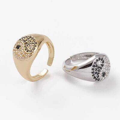 Brass Micro Pave Cubic Zirconia Cuff Rings