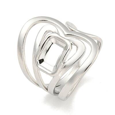 Non-Tarnish Hollow Heart 304 Stainless Steel Open Cuff Finger Rings for Women