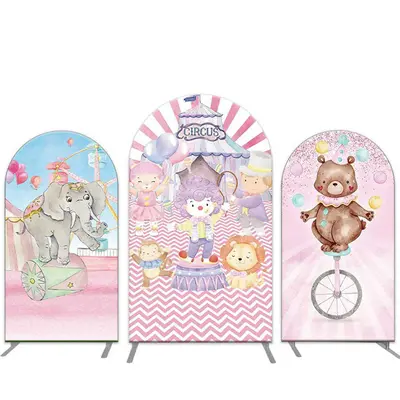 Aperturee Pink Circus Show Birthday Arch Backdrop Kit For Girls | Diy Round Arch Backdrop | Custom Chiara Arched Covers | Cir...
