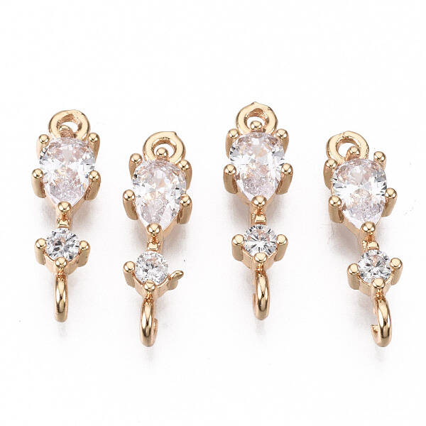 Brass Micro Pave Cubic Zirconia Links Connectors