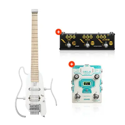 Donner HUSH™ X Electric Guitar - White / Guitar+ Two Pedals