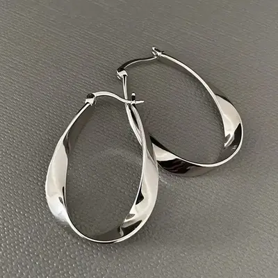 Sterling Silver Mobius Twist Hoop Earrings – Lightweight, Hypoallergenic Spiral Design for Women Cute