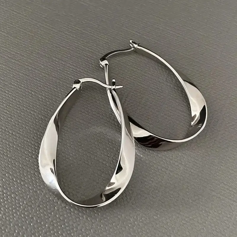 Sterling Silver Mobius Twist Hoop Earrings – Lightweight, Hypoallergenic Spiral Design for Women Cute