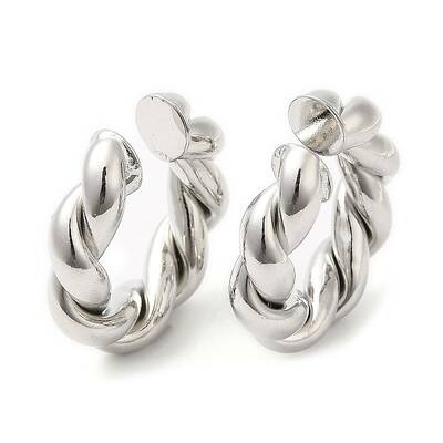 Rack Plating Brass Twist Rope Cuff Earrings for Women