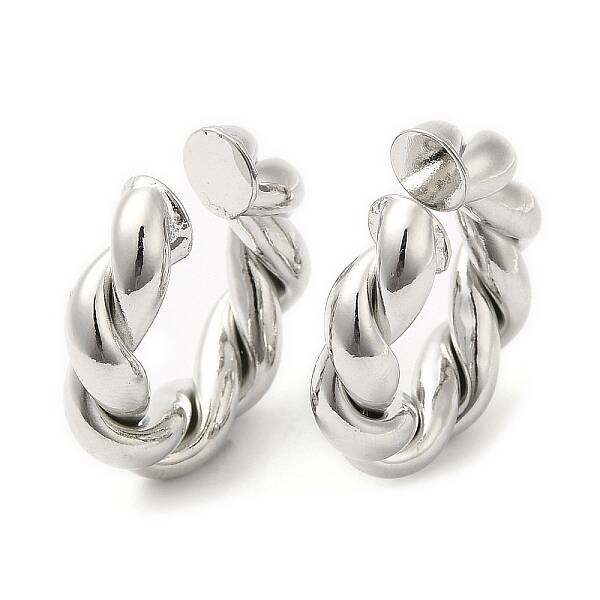 Rack Plating Brass Twist Rope Cuff Earrings for Women