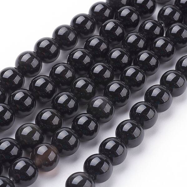 Natural Obsidian Beads Strands