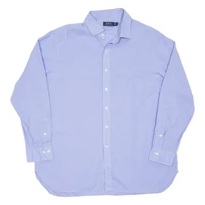 POLO RALPH LAUREN Mens Shirt Blue Check Long Sleeve 2XL