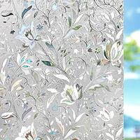 Floral Pattern Window Film, 1 Count Window Privacy Film, Window Insulation Film, Stained Glass Decorative Film, Magic Mirror ...