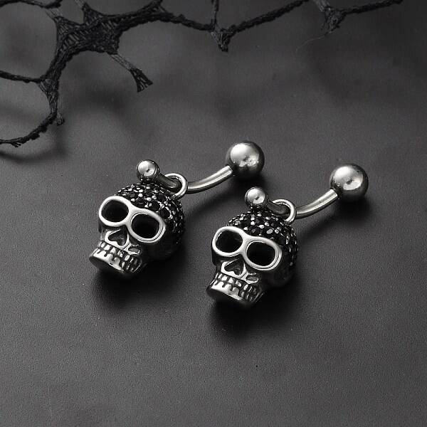 Skull 316 Surgical Stainless Steel Dangle Belly Button Rings