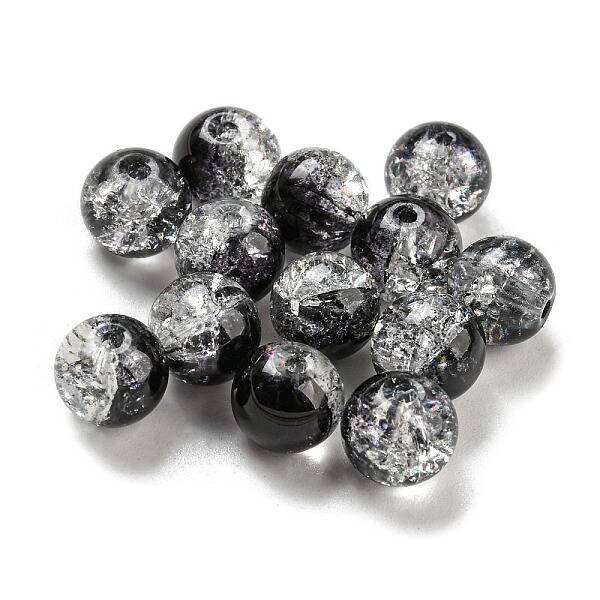 Transparent Spray Painting Crackle Glass Beads