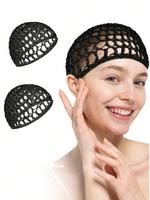 Solid Color Hollow Out Design Net Hats, Casual Elastic Brown Hair Cap for Women, Fashionable Hair Net Accessories for Daily W...