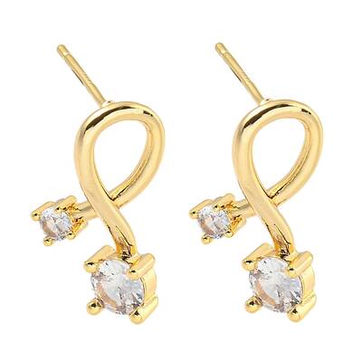Brass Micro Pave Clear Cubic Zirconia Earring