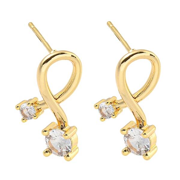 Brass Micro Pave Clear Cubic Zirconia Earring