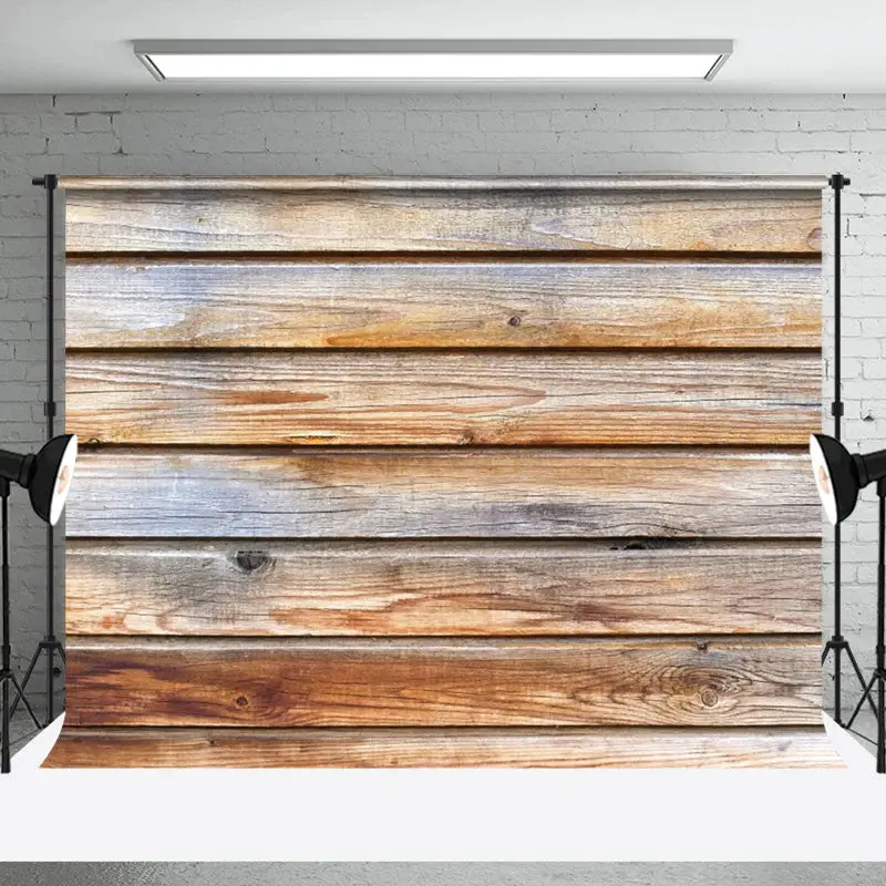 Brown Grey Wooden Retro Wall Photo Booth Backdrop - Aperturee