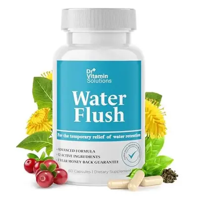 Dr Vitamin Solutions Water Flush - 60 Capsules for Temporary Relief of Water Retention - Green Tea, Cranberry, Dandelion Leaf...
