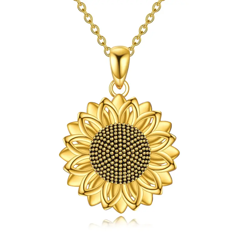 Sterling Silver with Yellow Gold Plated Sunflower Pendant Necklace