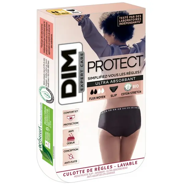 dim Protect - Washable Menstrual Panties - Black - Medium Flow - Size 36/38