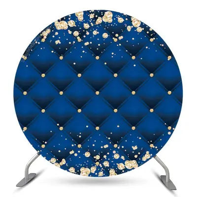Aperturee Gold Diamond Blue Royal Texture Round Backdrop For Party | Round Backdrop Cover Diy | Round Backdrop Fabric Cover |...