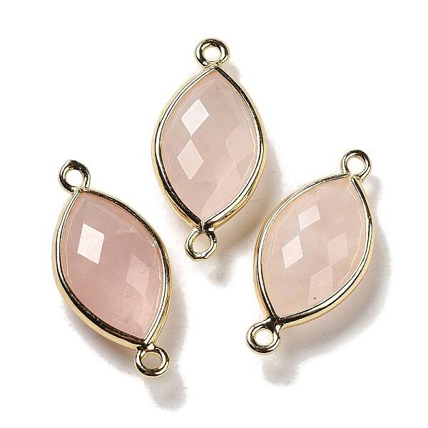 Natural Rose Quartz Faceted Connector Charms