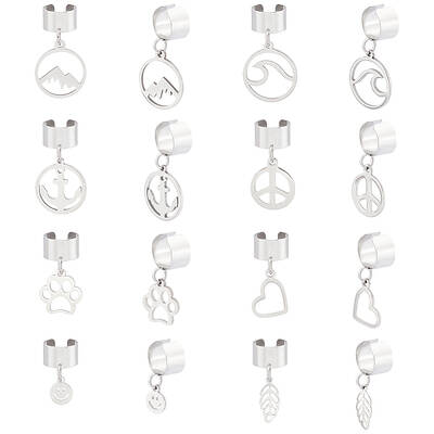 8 Pairs 8 Styles 304 Stainless Steel Cuff Earings