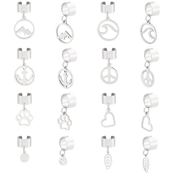 8 Pairs 8 Styles 304 Stainless Steel Cuff Earings