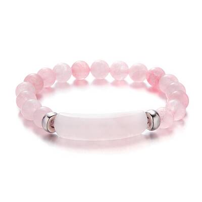 Natural Rose Quartz Beaded Stretch Bracelets