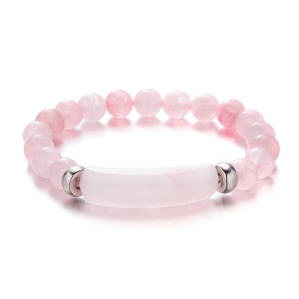 Natural Rose Quartz Beaded Stretch Bracelets